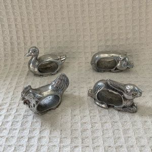 Shafford Pewter Animal Napkin Holders Set Of 4 Made In India